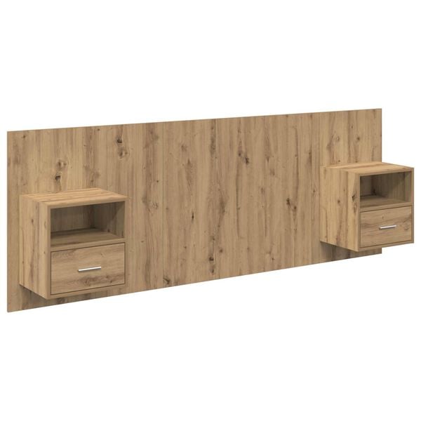 vidaXL Headboard with Cabinet 3 pcs Artisan Oak Engineered Wood