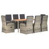 vidaXL 9 Piece Garden Dining Set Grey Poly Rattan&Solid Wood Acacia
