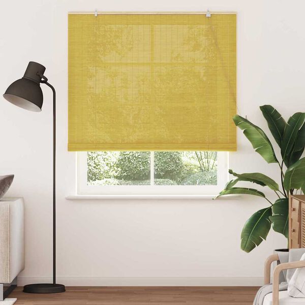 vidaXL Roller Blind with Curtains Manual Yellow 140 x 220 cm Bamboo