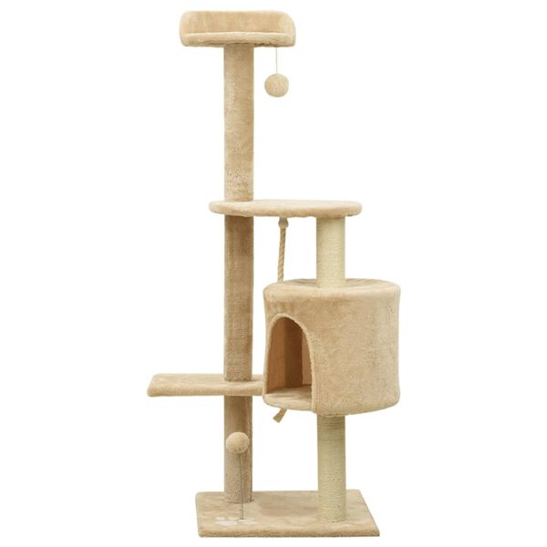 vidaXL Cat Tree with Sisal Scratching Posts Beige 120 cm