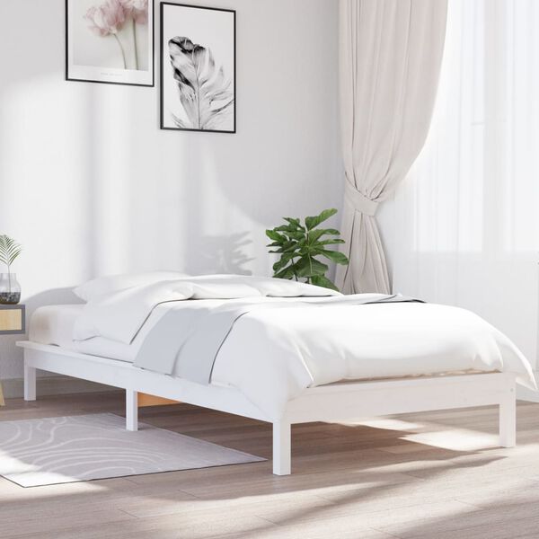 vidaXL Bed Frame without Mattress White 90x200 cm Solid Wood
