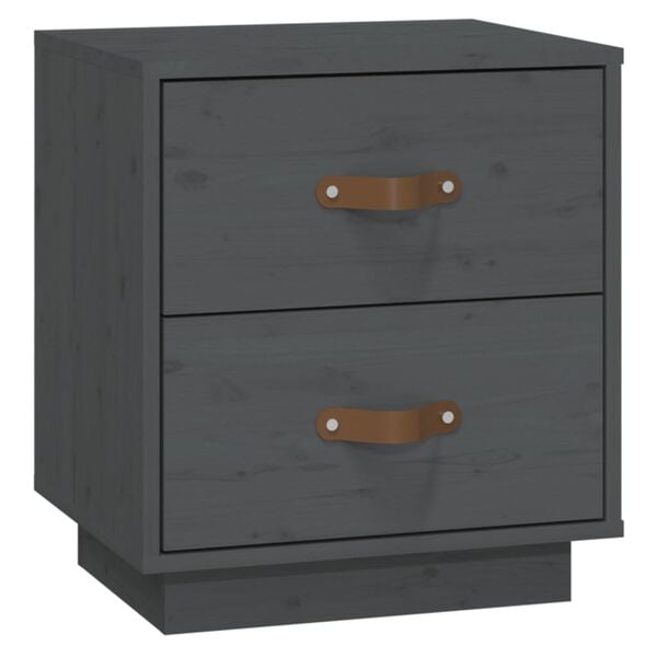 vidaXL Bedside Cabinet Grey 40x34x45 cm Solid Wood Pine