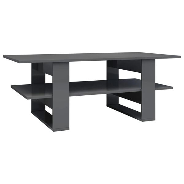 vidaXL Coffee Table High Gloss Grey 110x55x42 cm Engineered Wood