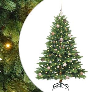vidaXL Artificial Christmas Tree with 150 LEDs Green 150 cm PE and PVC