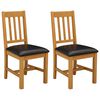 vidaXL Dining Chair VENLO 2 pcs Solid Oak Wood Black 45 x 53 x 92 cm