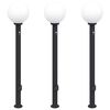 vidaXL Bollard Lights with Sensor&Outlet 3 pcs 120 cm Black IP44