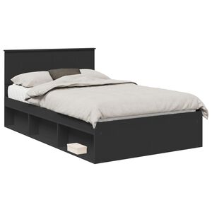 vidaXL Bed Frame with Headboard Black 120 x 200 cm Solid Pine Wood