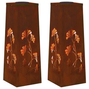 vidaXL Solar LED Pathway Light 2 pcs Corten Steel Corten Steel