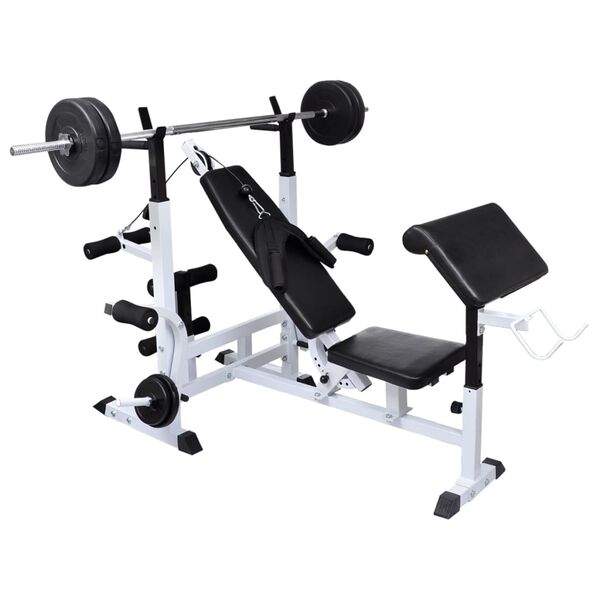 vidaXL Weight Bench with Weight Rack, Barbell and Dumbbell Set 120 kg