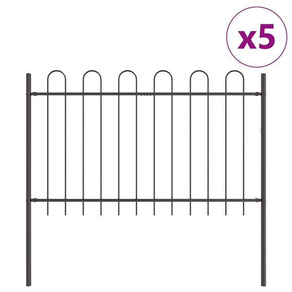 vidaXL Garden Fence 5 pcs Grey 8.5 x 1.2 m Powder-coated Steel