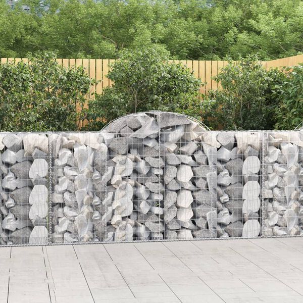 vidaXL Arched Gabion Baskets 8 pcs 200x50x100/120 cm Galvanised Iron