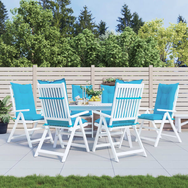 vidaXL Garden Highback Chair Cushions 6 pcs Turquoise 120x50x7 cm Fabric