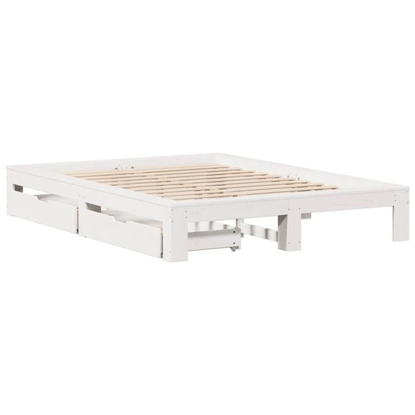vidaXL Bed Frame without Mattress White 140x200 cm Solid Wood Pine