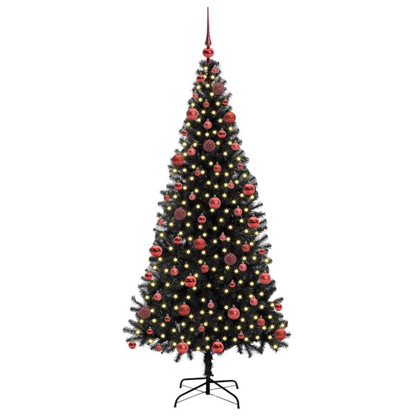 vidaXL Christmas Tree with 300 LEDs with Stand Black 180 cm PVC