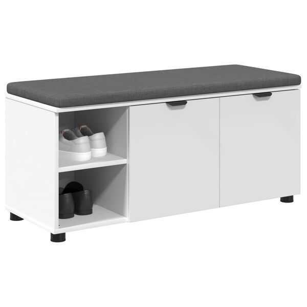 vidaXL Hall Bench with Cushion Plain White 100 x 38 x 46 cm