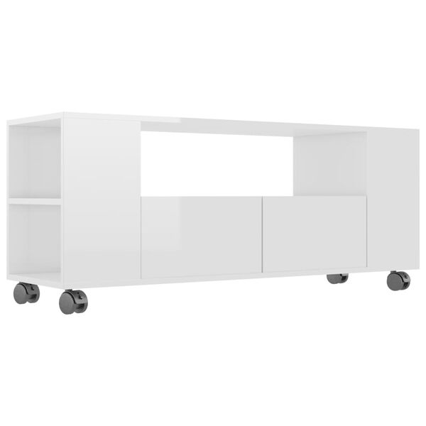 vidaXL TV Cabinet High Gloss White 120x35x48 cm Engineered Wood