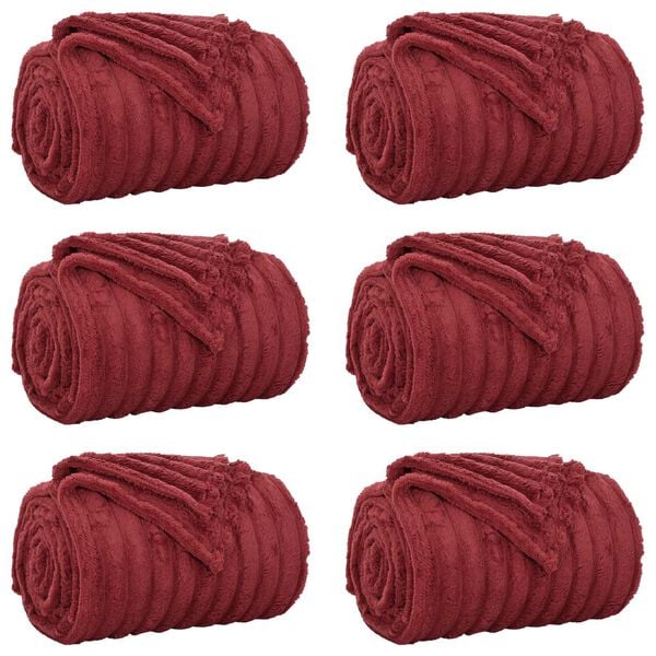 vidaXL Throw Blankets 6 pcs Bordeaux Red 270 x 240 cm Fleece