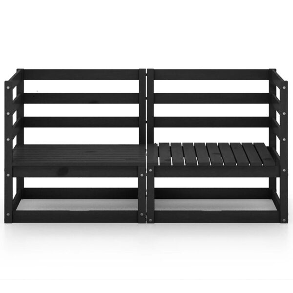 vidaXL Garden 2-Seater Sofa Black Solid Pinewood