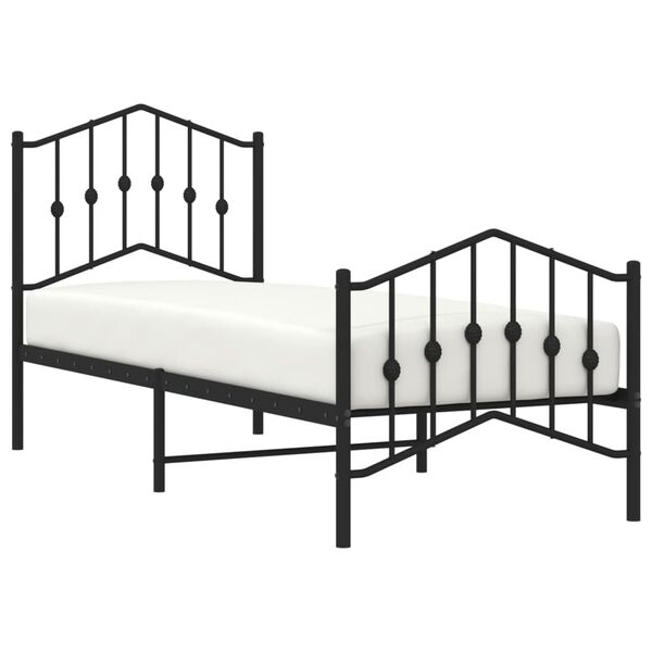 vidaXL Metal Bed Frame without Mattress with Footboard&nbsp;Black 75x190cm