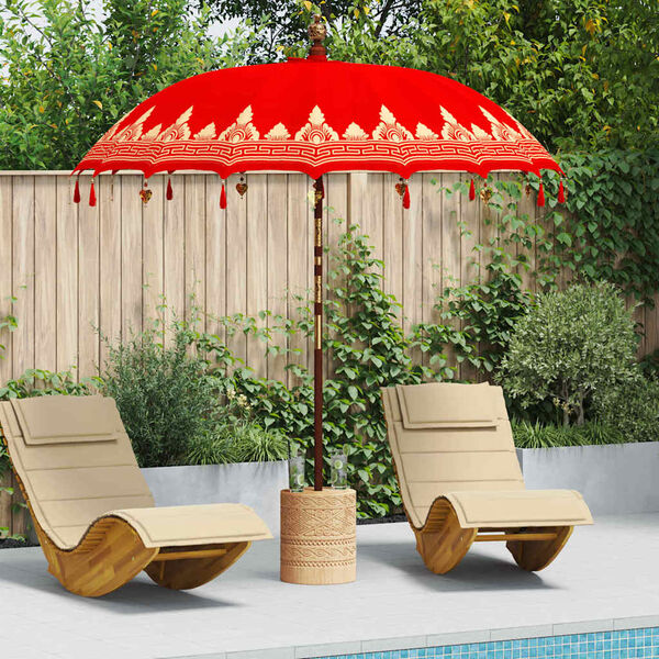 vidaXL Balinese Parasol Red 215 x 215 x 260 cm Cotton and Wood