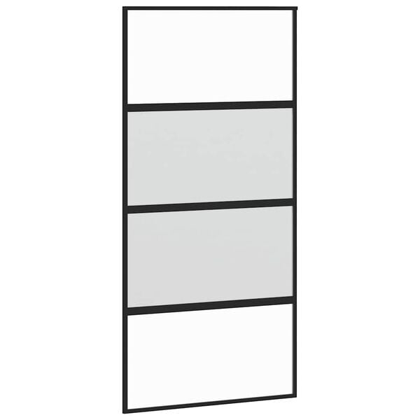 vidaXL Sliding Door Black 102.5x205 cm Tempered Glass and Aluminium