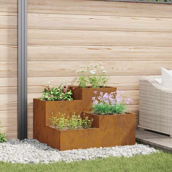 vidaXL Garden Planter Rusty 80 x 80 x 60 cm Weathering steel