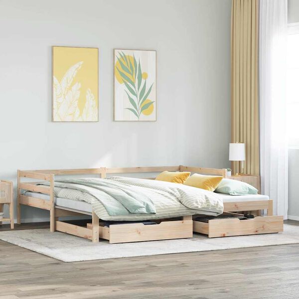 vidaXL Daybed with Trundle and Drawers without Mattress 90x200 cm