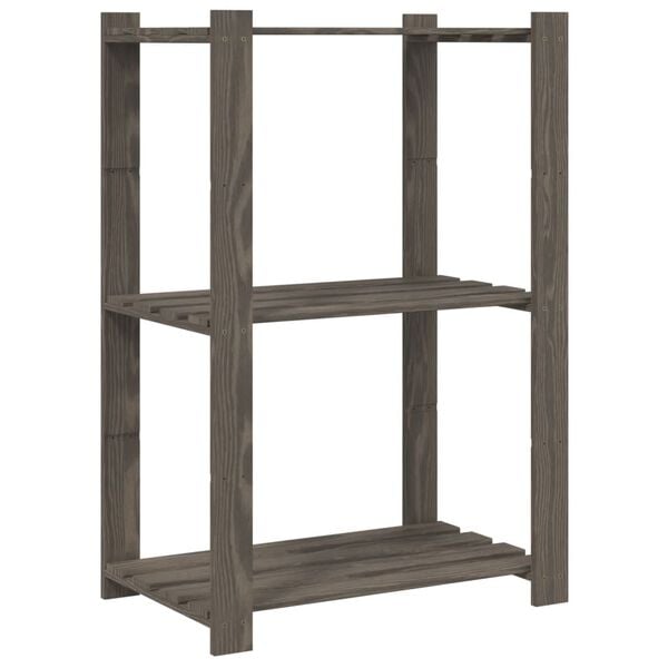 vidaXL 3-Tier Storage Rack Grey 60x38x90 cm Solid Wood Pine