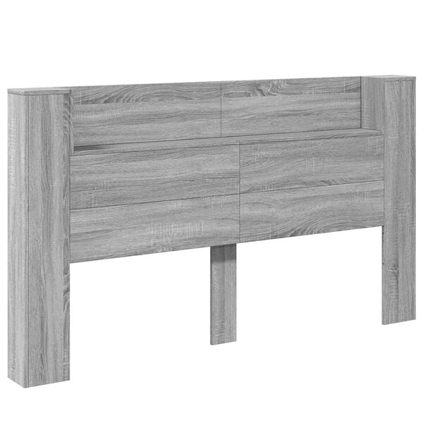 vidaXL Headboard Cabinet with LED Grey Sonoma 180 x 16.5 x 103.5 cm