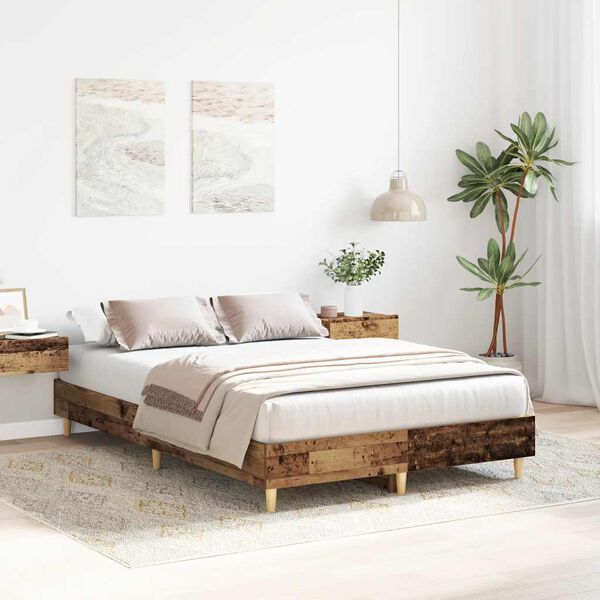 vidaXL Bed Frame No Mattress Old Wood 120x190 cm Small Double Engineered Wood