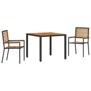 vidaXL Garden Dining Set 3 pcs Black and Brown Poly Rattan