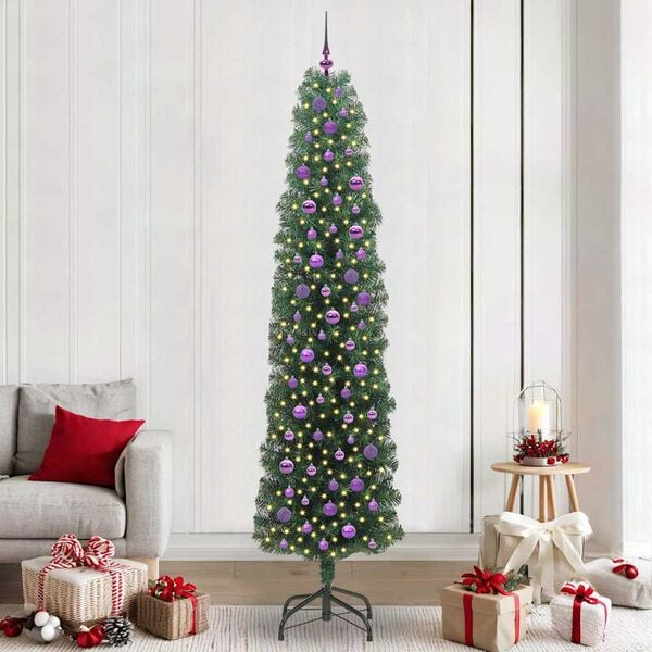 vidaXL Artificial Christmas Tree with 300 LEDs with Stand Green 240 cm