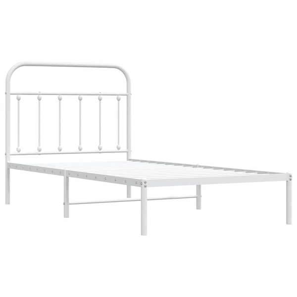 vidaXL Metal Bed Frame without Mattress with Headboard White 100x190cm