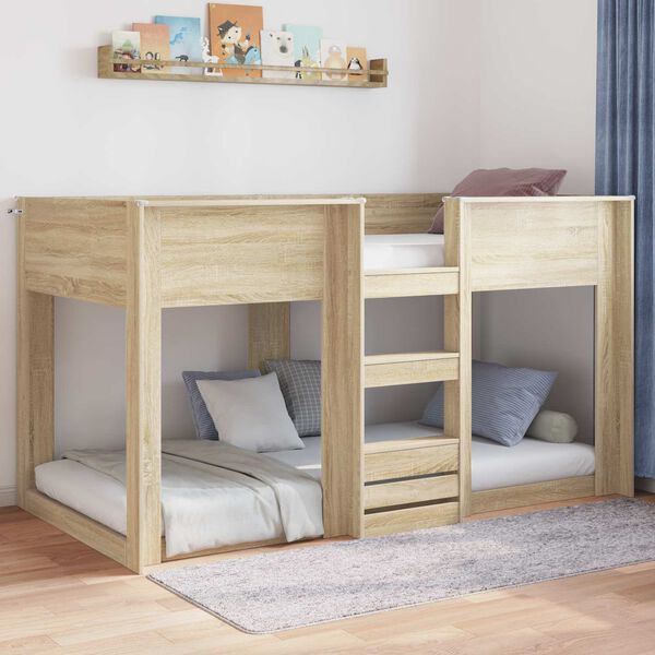 vidaXL Floor Bed Frame Sonoma 75 x 190 cm Engineered Wood