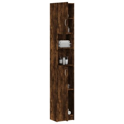 vidaXL Bathroom Cabinet Smoked Oak 32x25.5x190 cm Engineered Wood