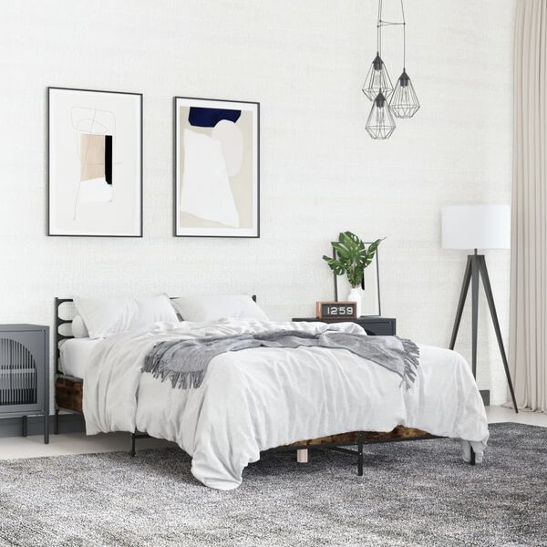 vidaXL Bed Frame without Mattress Smoked Oak 140x190 cm
