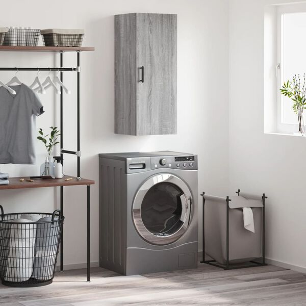 vidaXL Wall Mounted Cabinet Grey Sonoma 34.5x34x90 cm