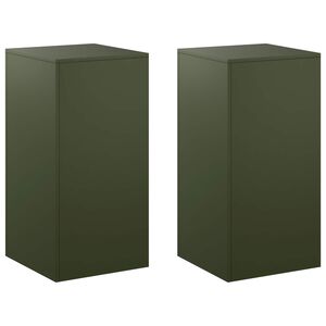 vidaXL Plant Stand 2 pcs Olive Green 40 x 40 x 80 cm Steel