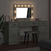 vidaXL Dressing Table with Mirror Lights 3 pcs Grey Engineered Wood