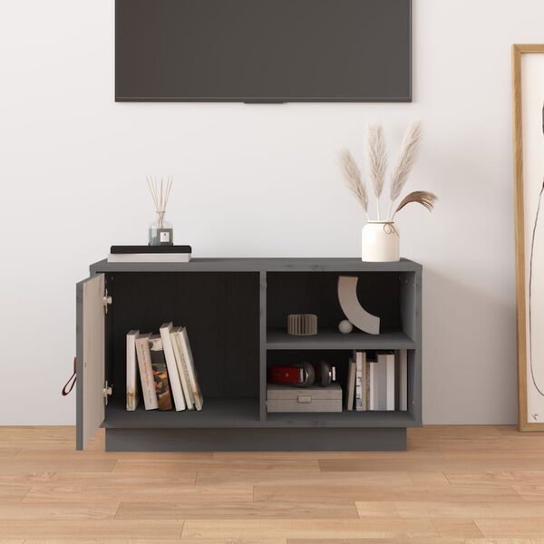 vidaXL TV Cabinet Grey 70x34x40 cm Solid Wood Pine