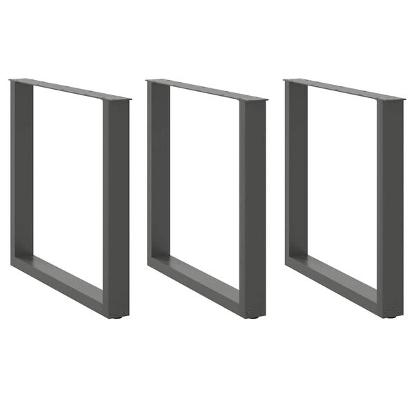 vidaXL Dining Table Legs U-Shaped 3 pcs Anthracite 90x(72-73) cm Steel