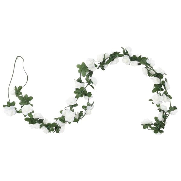 vidaXL Flower Garlands 6 pcs White 240 cm