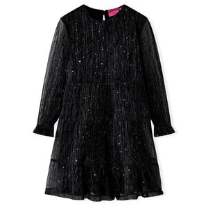 vidaXL Kids'Dress with Long Sleeves Black 104