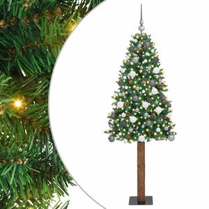 vidaXL Slim Christmas Tree Green 210 cm PVC and Solid Pine wood
