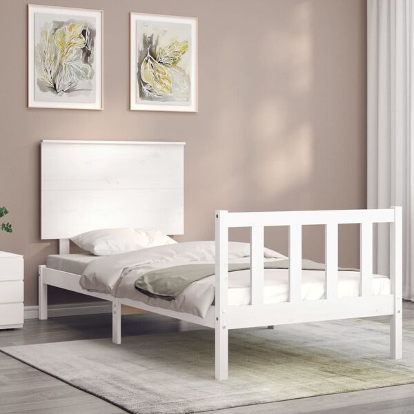 vidaXL Bed Frame without Mattress White 100x200 cm Solid Wood Pine