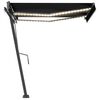 vidaXL Manual Retractable Awning with LED 300x250 cm Anthracite