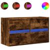 vidaXL TV Wall Cabinet with LED Lights Smoked Oak 80x31x45 cm