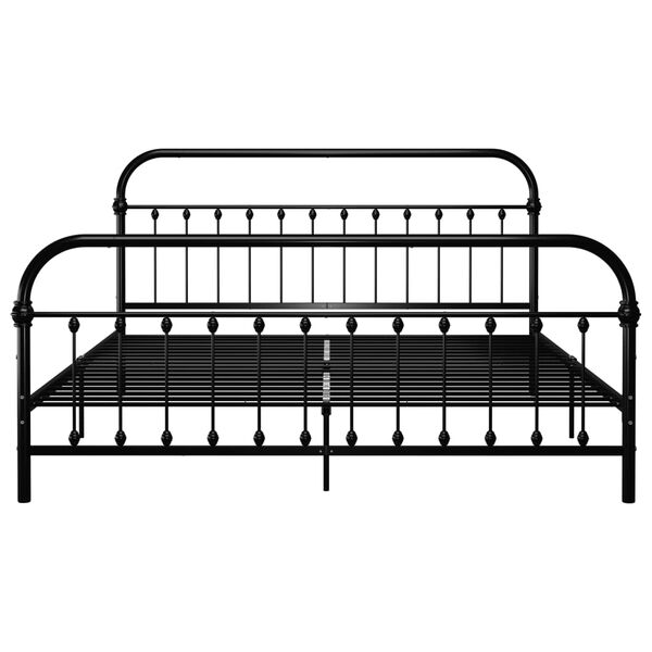 vidaXL Bed Frame without Mattress with Headboard Black 180x200 cm Super King Metal