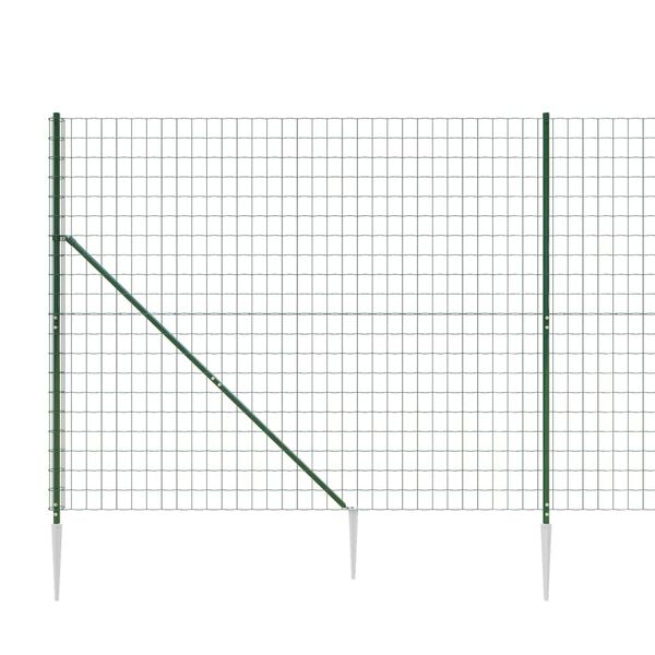 vidaXL Wire Mesh Fence with Spike Anchors Green 1.4x10 m