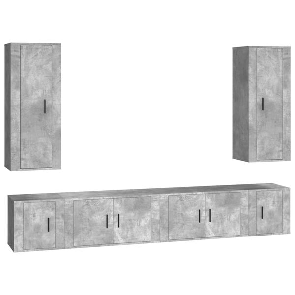 vidaXL 6 Piece TV Cabinet Set Concrete Grey Engineered Wood